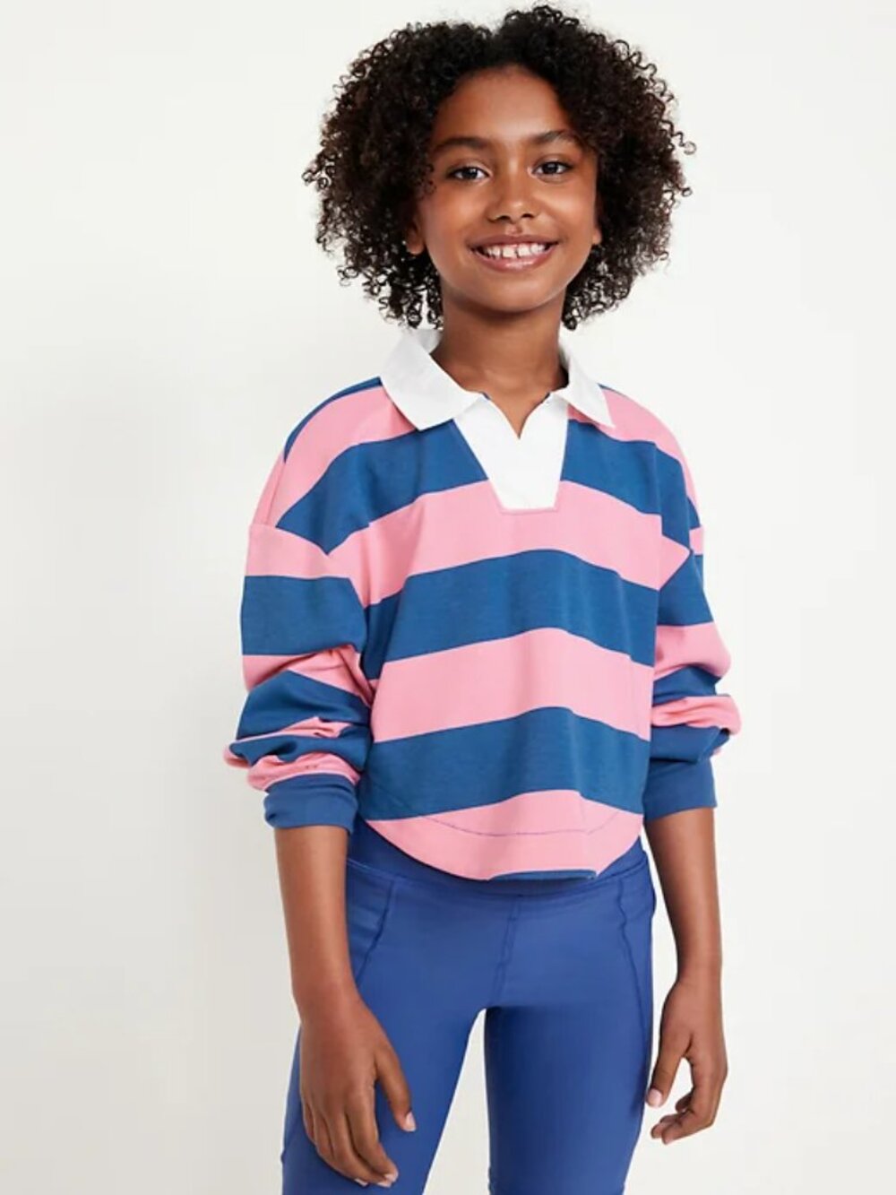 Old Navy Active Collared Striped Pullover Top Size Girls Large (10-12)